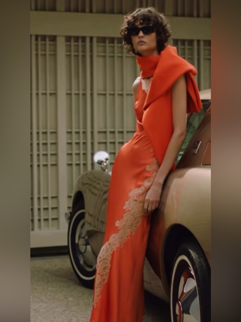 A.L.C. Lou Orange Satin Lace One Shoulder Midi Dress REVOLVE